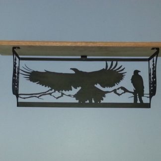 Oak and Metal Eagle Shelf