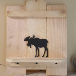 Pine Shelve with Metal Moose